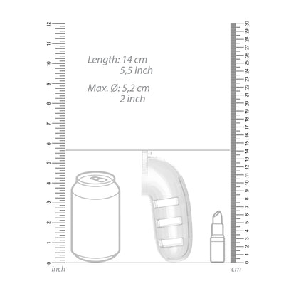 Man Cage 12 Male 5.5 Inch Clear Chastity Cage With Anal Plug - Peaches & Cream