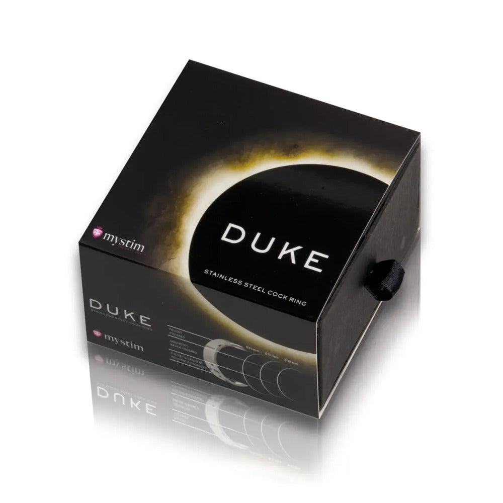 MyStim Duke Stainless Steel Polished Cock Ring - Peaches & Cream