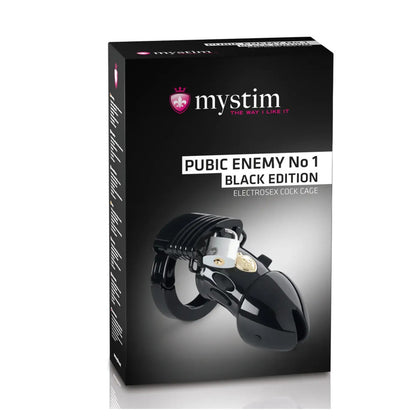 MyStim Pubic Enemy No 1 Black Edition EStim Cock Cage - Peaches & Cream