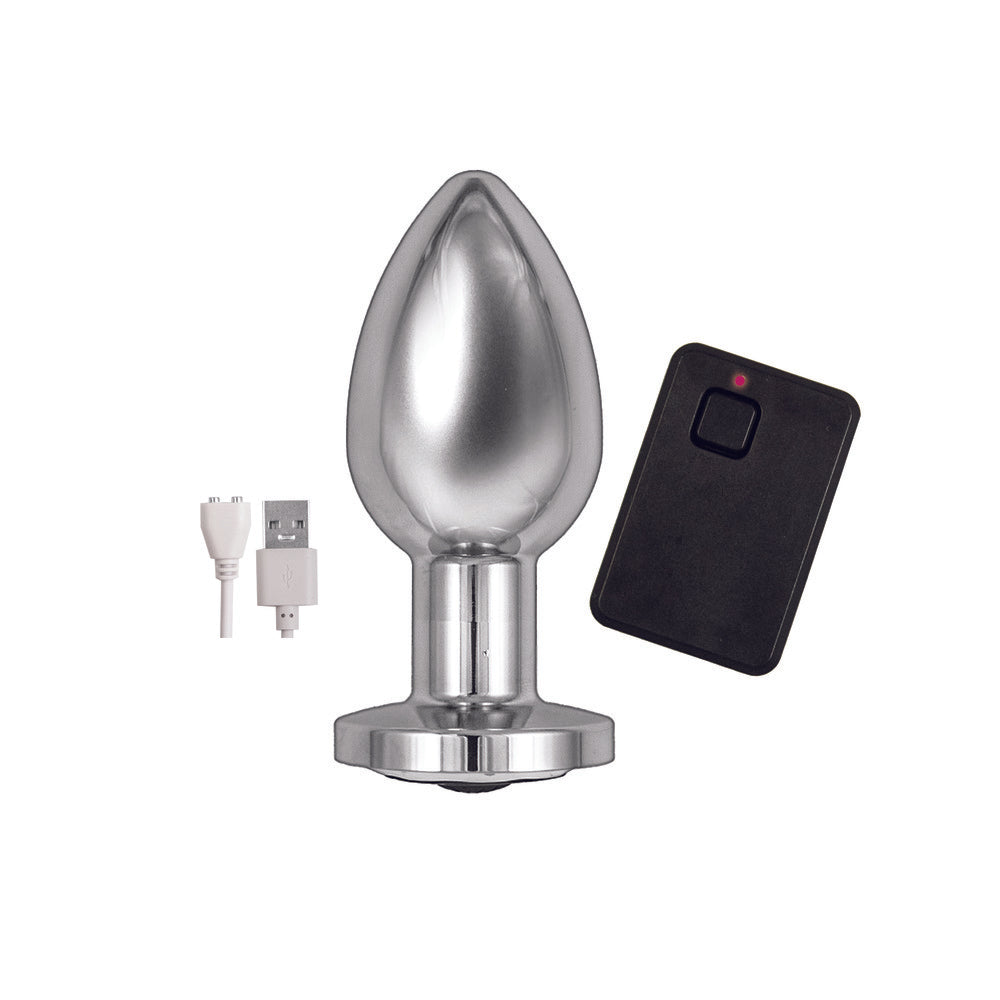 Ass Sation Remote Vibrating Butt Plug Silver - Peaches & Cream