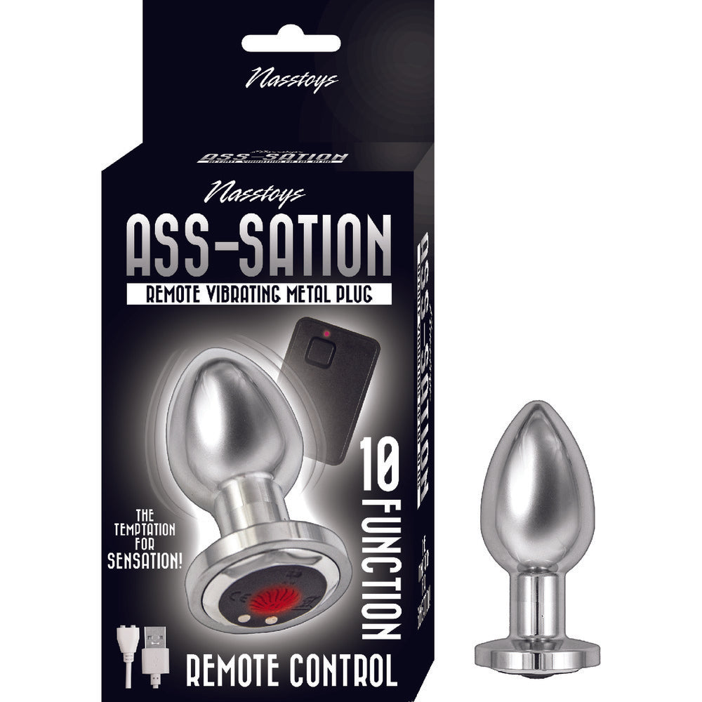 Ass Sation Remote Vibrating Butt Plug Silver - Peaches & Cream