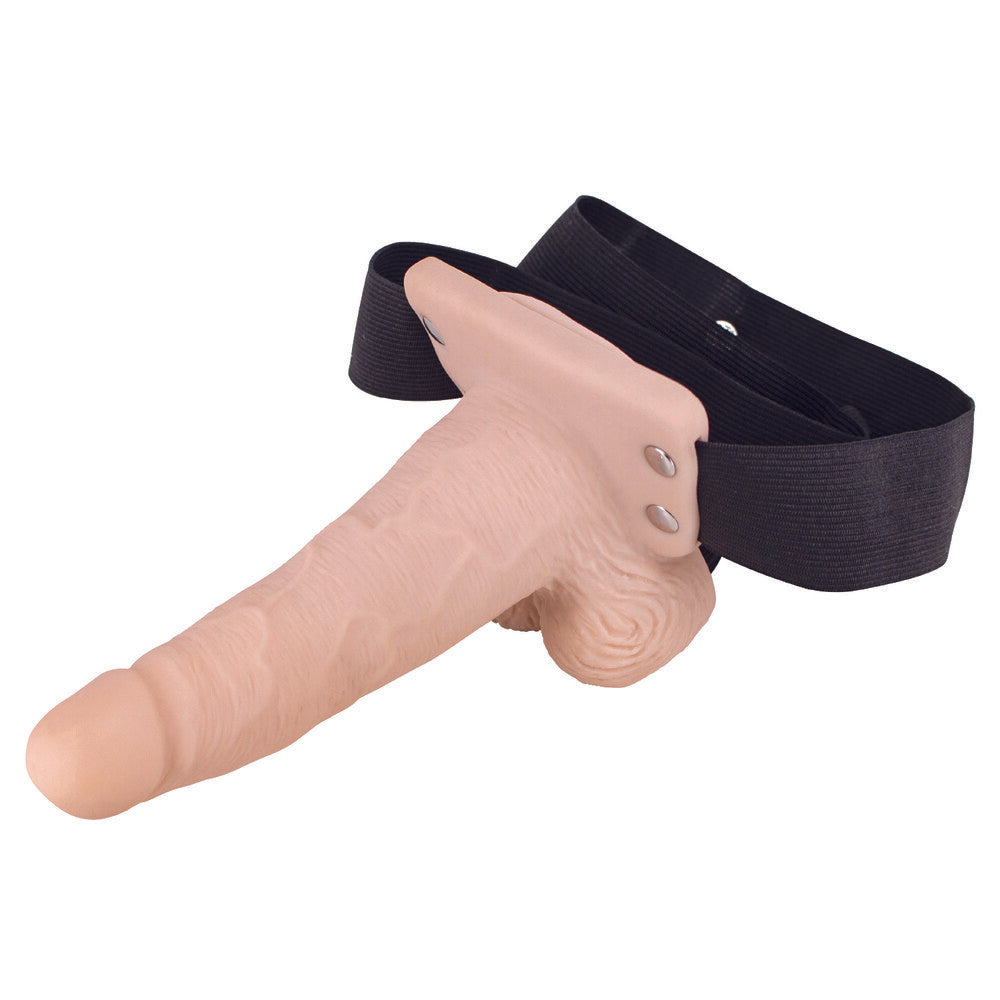 Erection Assistant Hollow Vibrating StrapOn 6 inch Flesh Pink - Peaches & Cream