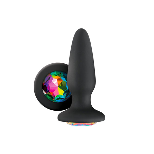 Glams Silicone Rainbow Gem Butt Plug Black - Peaches & Cream