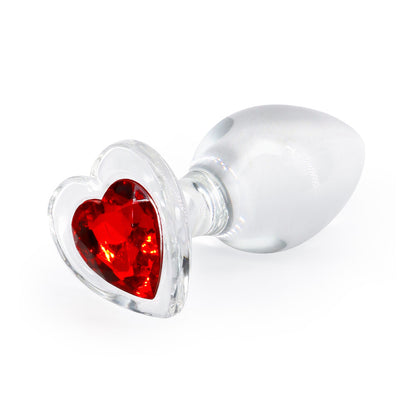 Crystal Desires Glass Heart Medium Butt Plug - Peaches & Cream