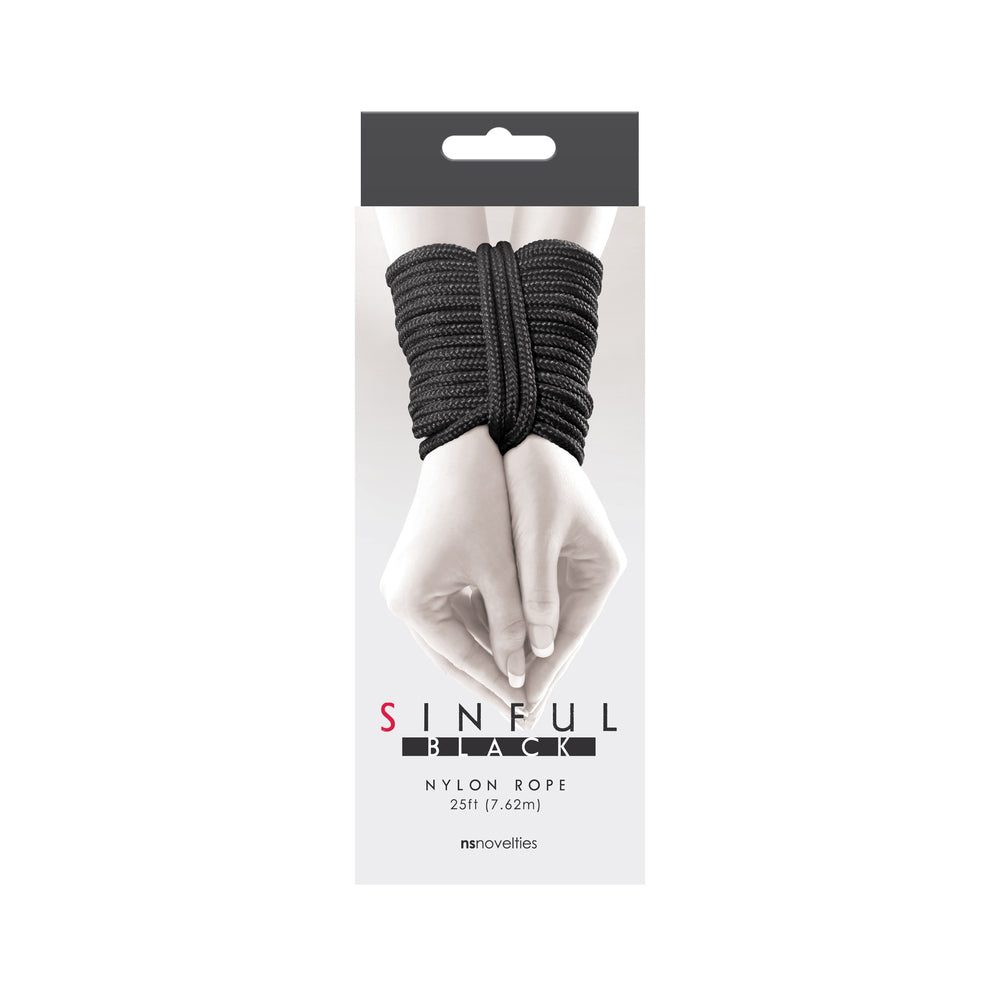 Sinful 25 Foot Nylon Rope Black - Peaches & Cream