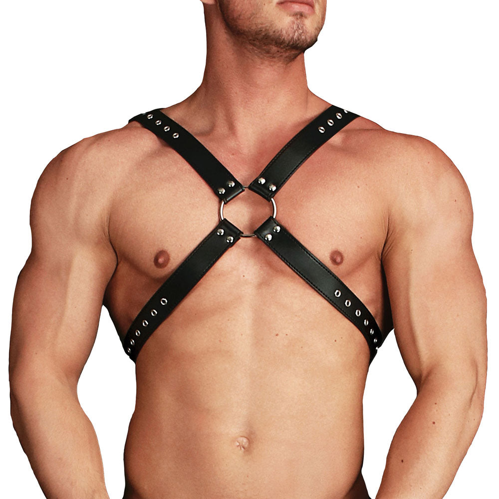 Ouch Adonis High Halter Harness - Peaches & Cream