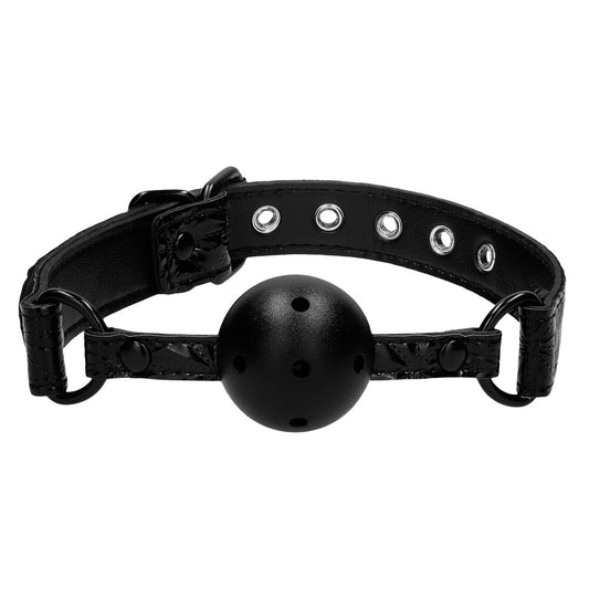 Ouch Breathable Luxury Black Ball Gag - Peaches & Cream