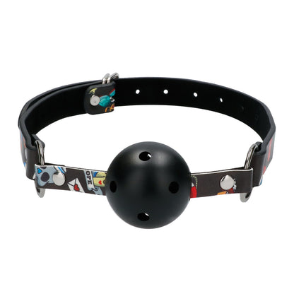 Ouch Breathable Ball Gag With Printed Leather Straps - Peaches & Cream