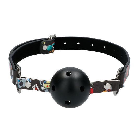 Ouch Breathable Ball Gag With Printed Leather Straps - Peaches & Cream