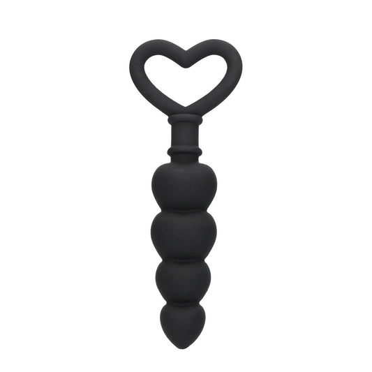 Ouch Silicone Anal Love Beads Black - Peaches & Cream