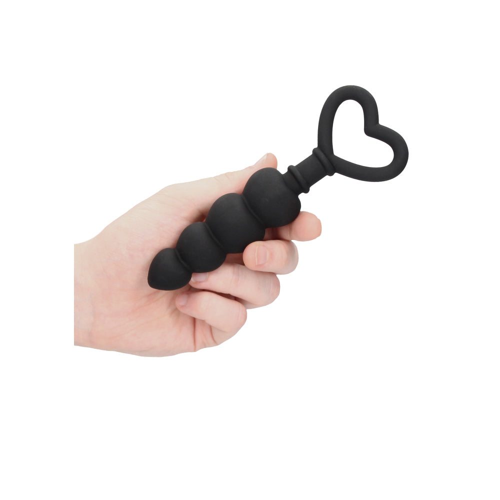 Ouch Silicone Anal Love Beads Black - Peaches & Cream