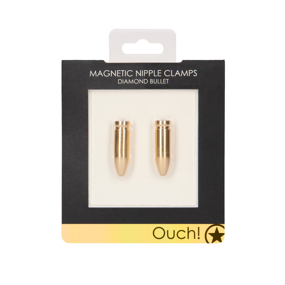 Ouch Magnetic Nipple Clamps Diamond Bullet Gold - Peaches & Cream