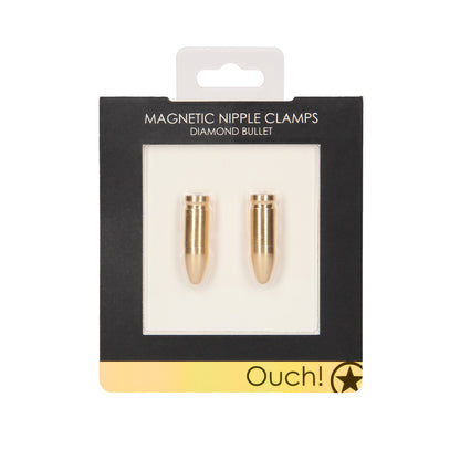 Ouch Magnetic Nipple Clamps Diamond Bullet Gold - Peaches & Cream