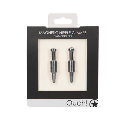 Ouch Magnetic Nipple Clamps Diamond Pin Grey - Peaches & Cream