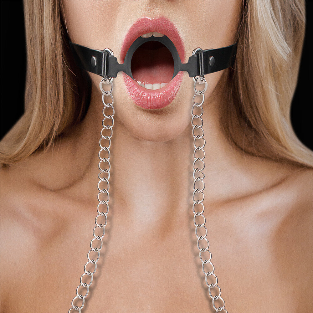 Ouch O Ring Gag With Nipple Clamps - Peaches & Cream