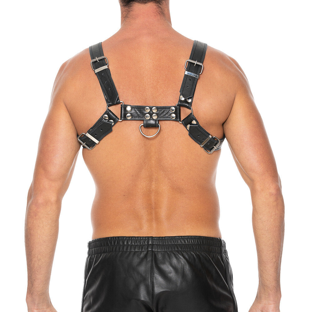 Ouch Chest Bulldog Harness Black Large to Xlarge - Peaches & Cream