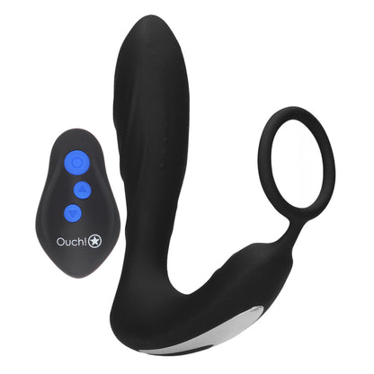 Ouch E Stimulation And Vibration Butt Plug And Cock Ring - Peaches & Cream