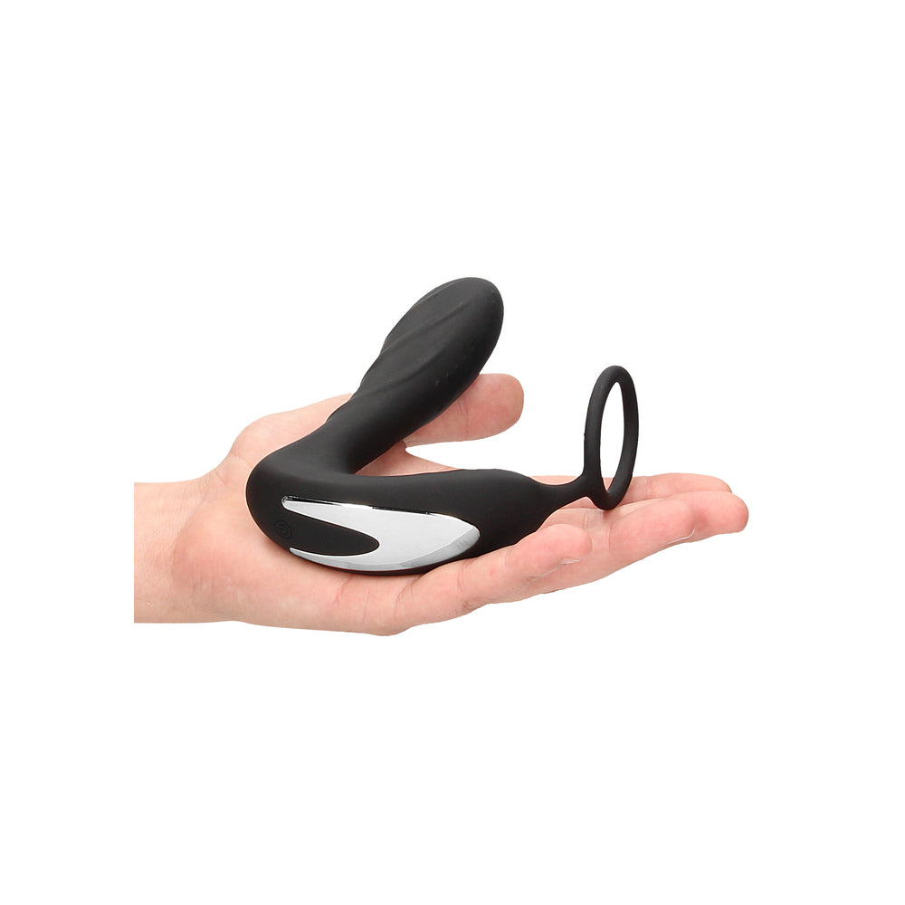 Ouch E Stimulation And Vibration Butt Plug And Cock Ring - Peaches & Cream