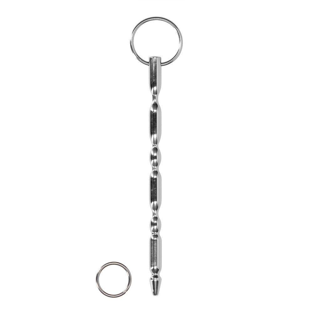 Ouch Urethral Sounding Steel Dilator With Ring - Peaches & Cream