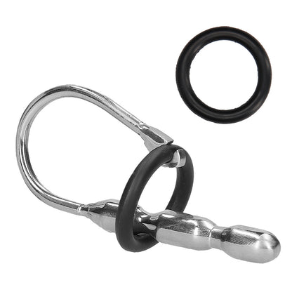 Ouch Urethral Sounding Stainless Steel Stretcher With Ring - Peaches & Cream