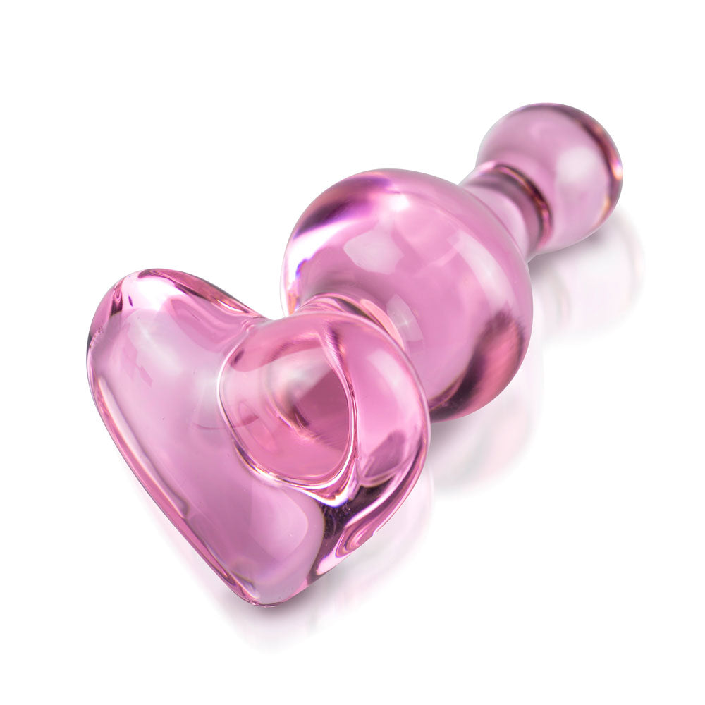 Icicles No.75 Pink Heart Glass Butt Plug - Peaches & Cream