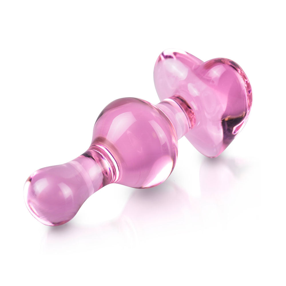 Icicles No.75 Pink Heart Glass Butt Plug - Peaches & Cream