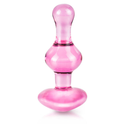 Icicles No.75 Pink Heart Glass Butt Plug - Peaches & Cream