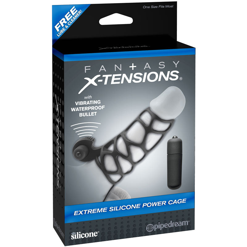 Fantasy Xtensions Silicone Extreme Power Vibrating Cock Cage - Peaches & Cream