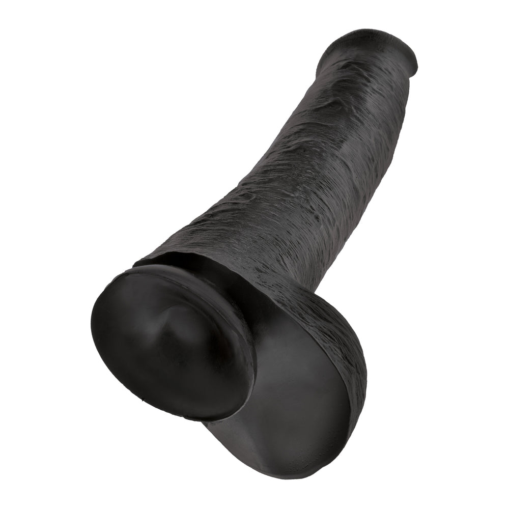 King Cock 15 Inch Cock with Balls Black - Peaches & Cream