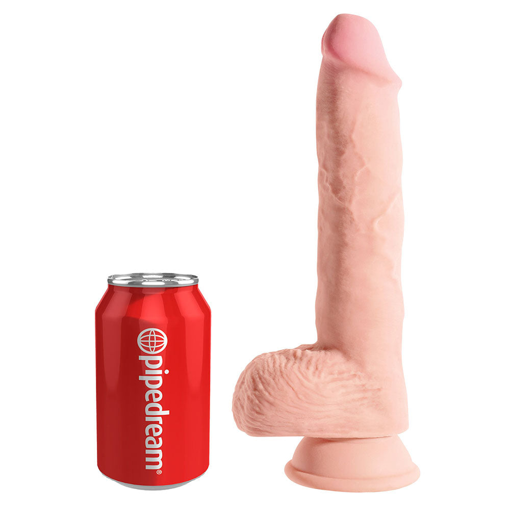 King Cock Plus 10 Inch Triple Density Fat Cock With Balls - Peaches & Cream