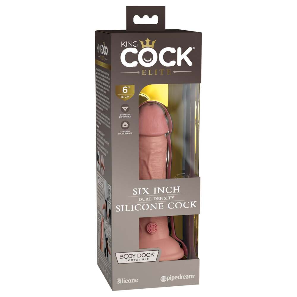 King Cock Elite 6 Inch Dual Density Dildo Caramel - Peaches & Cream