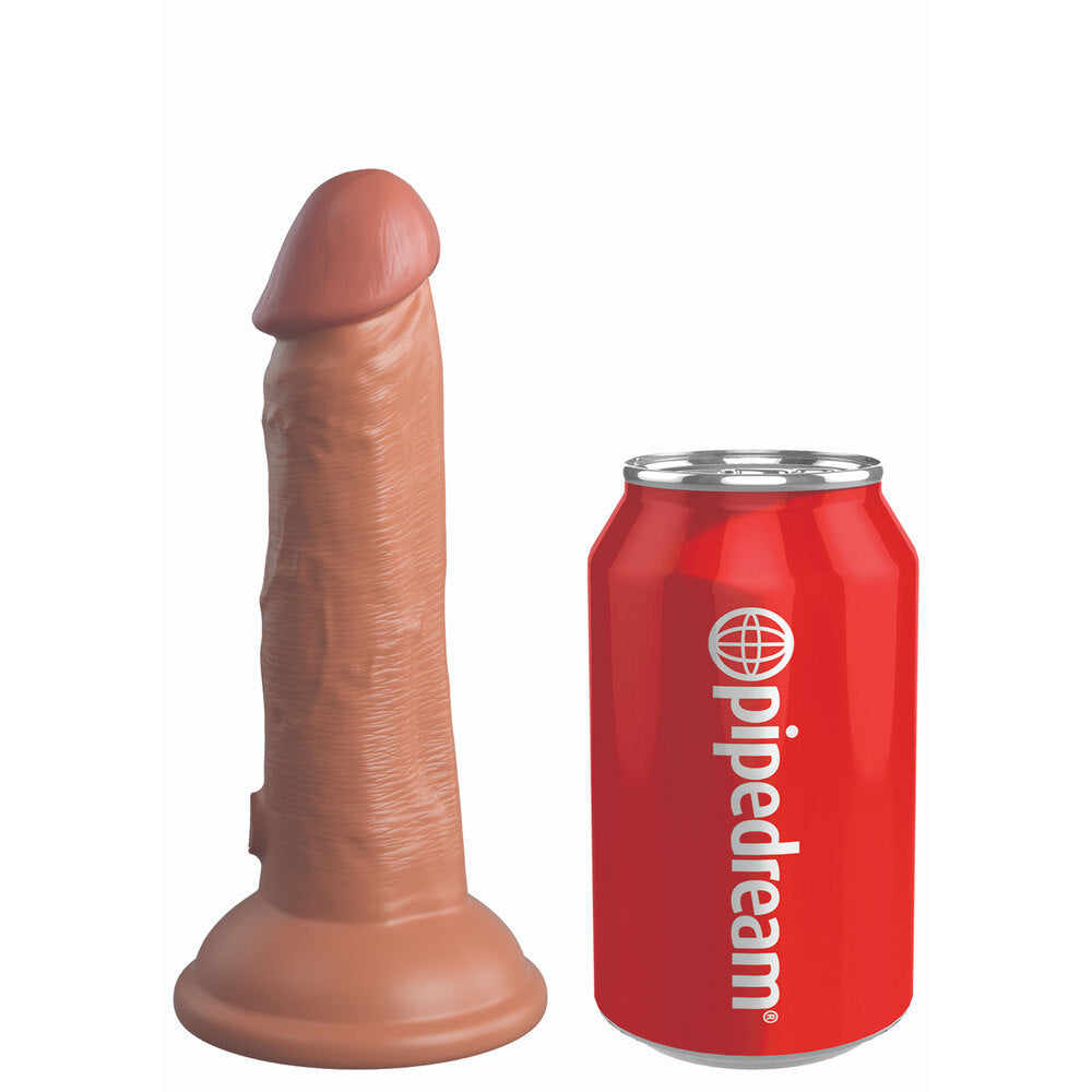 King Cock Elite 6 Inch Dual Density Vibrating Cock Flesh Brown - Peaches & Cream