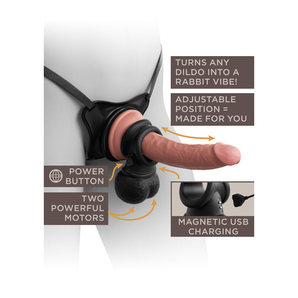 King Cock The Crown Jewels Weighted Swinging Vibrating Balls - Peaches & Cream