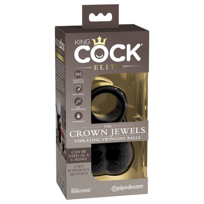 King Cock The Crown Jewels Weighted Swinging Vibrating Balls - Peaches & Cream