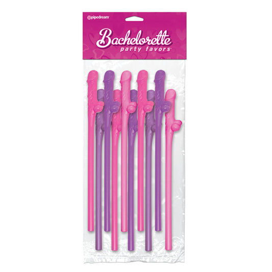 Bachelorette Party Favors 10 Pecker Straws Pink And Purple - Peaches & Cream