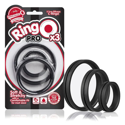 Screaming O RingO Pro X3 Cock Rings Black - Peaches & Cream