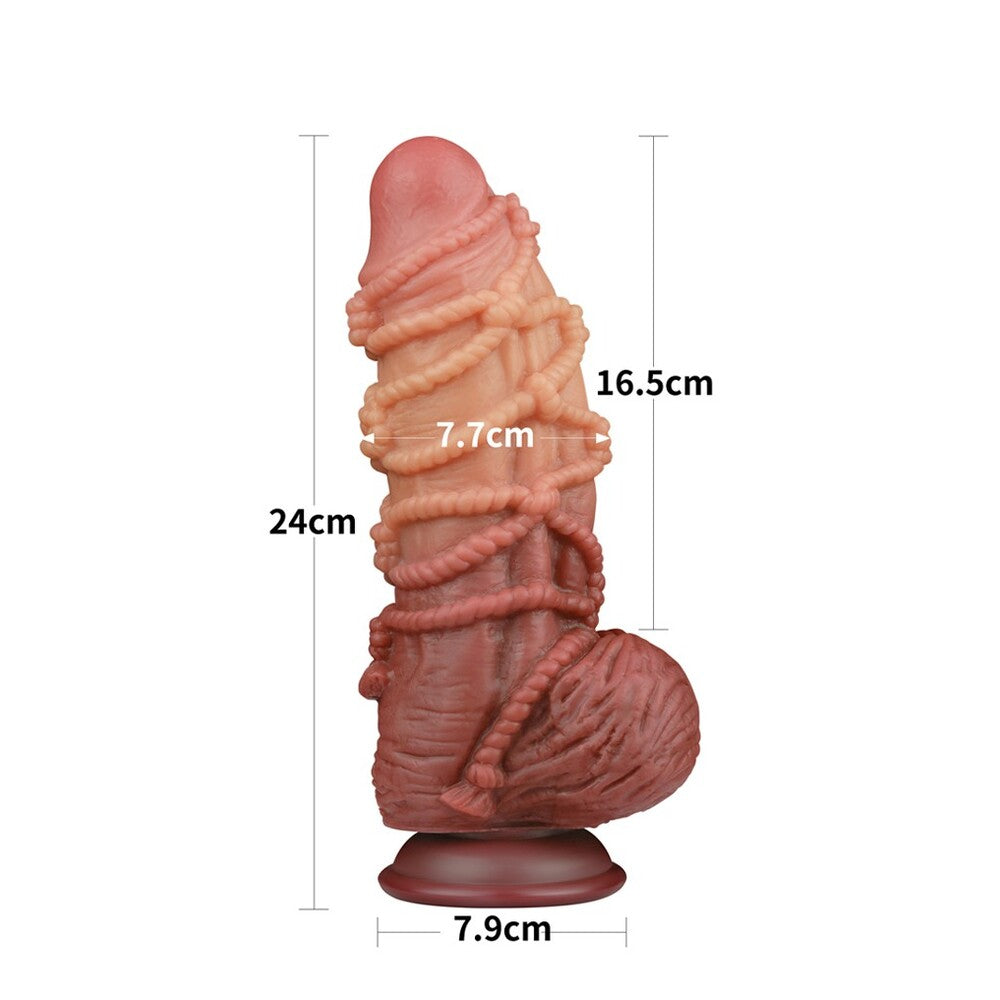 Lovetoy Extreme Dildo With Rope Pattern - Peaches & Cream