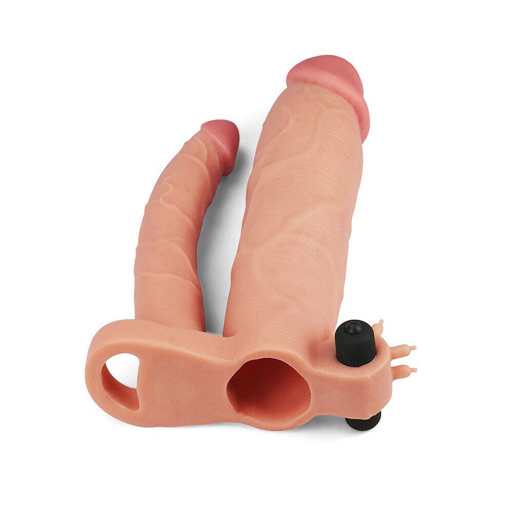 Lovetoy 3 Inch Vibrating Double Extender Flesh Pink - Peaches & Cream