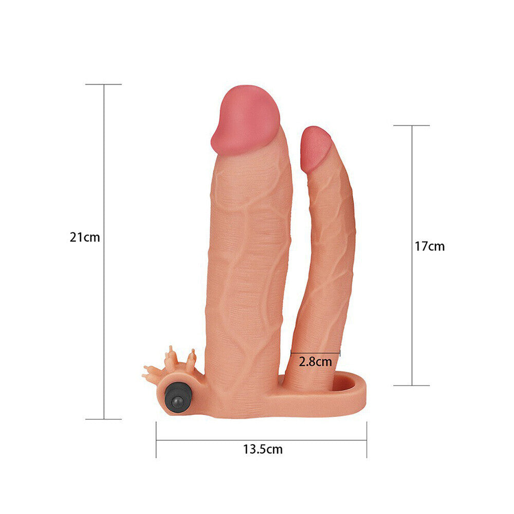 Lovetoy 3 Inch Vibrating Double Extender Flesh Pink - Peaches & Cream