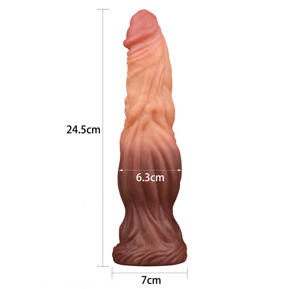 Lovetoy 9.5 Inch Dual Layered Silicone Cock Flesh Brown - Peaches & Cream