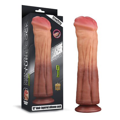 Lovetoy 12 Inch Dual Layered Silicone Horse Cock - Peaches & Cream