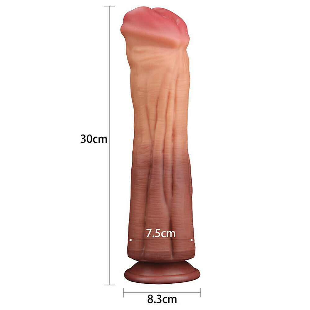 Lovetoy 12 Inch Dual Layered Silicone Horse Cock - Peaches & Cream