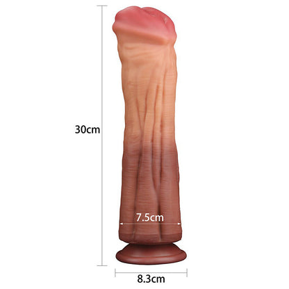 Lovetoy 12 Inch Dual Layered Silicone Horse Cock - Peaches & Cream