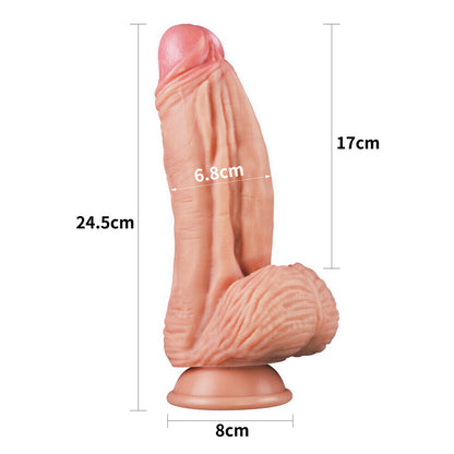 Lovetoy 10 Inch Dual Layered Silicone Cock - Peaches & Cream