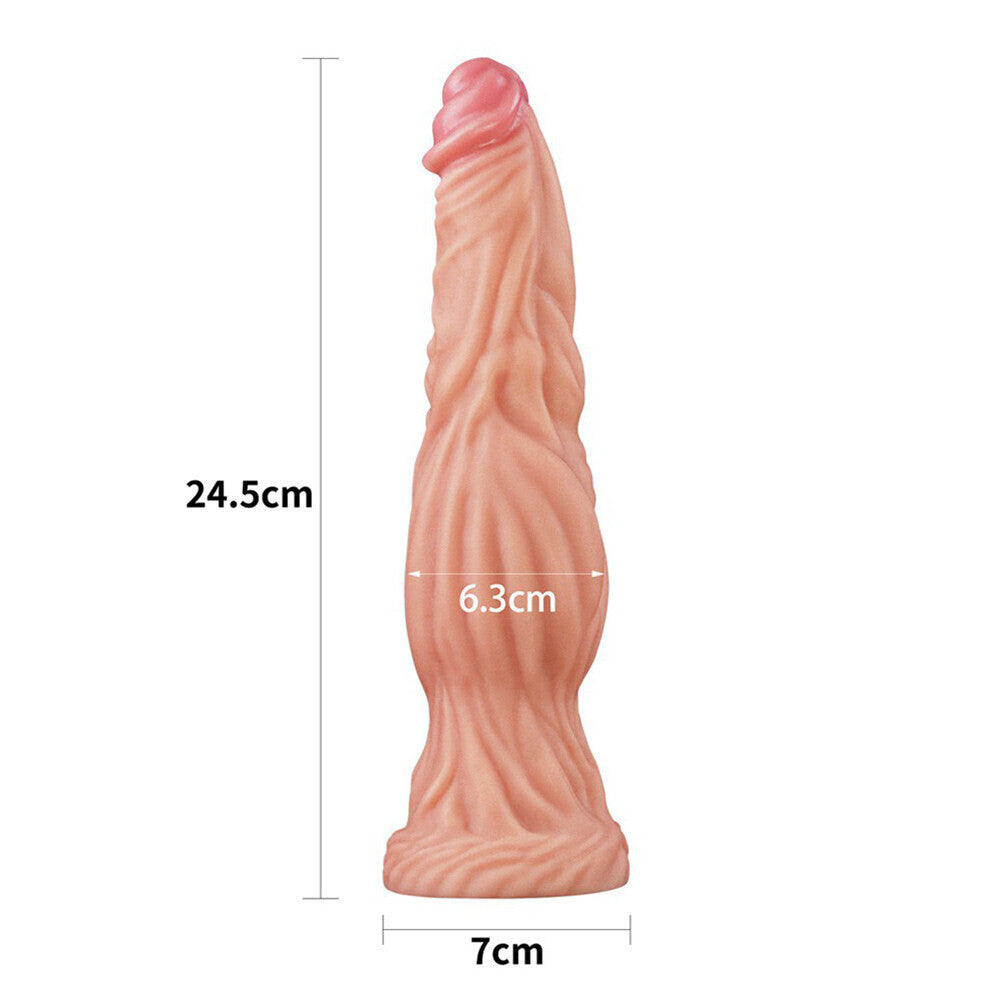 Lovetoy 9.5 Inch Dual Layered Silicone Cock Flesh Pink - Peaches & Cream