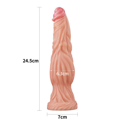 Lovetoy 9.5 Inch Dual Layered Silicone Cock Flesh Pink - Peaches & Cream