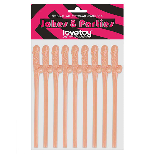 Lovetoy Pack Of 9 Willy Straws Flesh Pink - Peaches & Cream