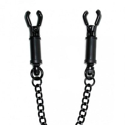 Black Metal Adjustable Nipple Clamps With Chain - Peaches & Cream