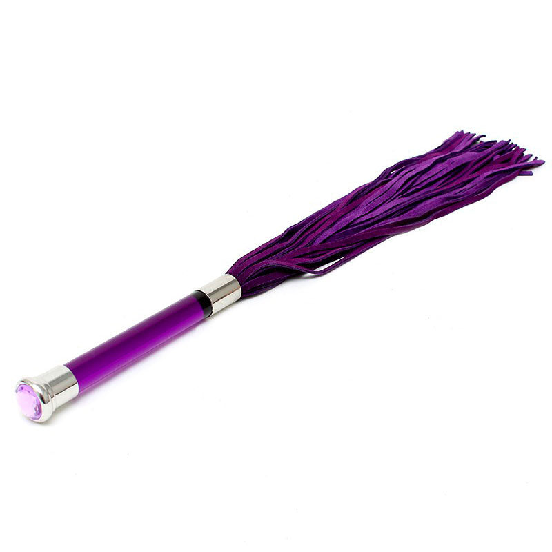 Purple Suede Flogger With Glass Handle And Crystal - Peaches & Cream