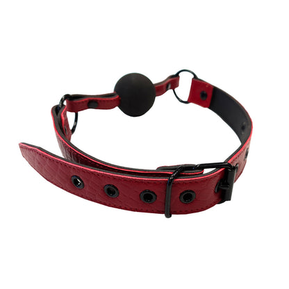 Rouge Garments Leather Croc Print Ball Gag - Peaches & Cream